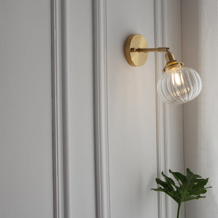 Illuminazione da parete sfera di vetro in stile industriale 1 lampada montata a parete leggera in ottone