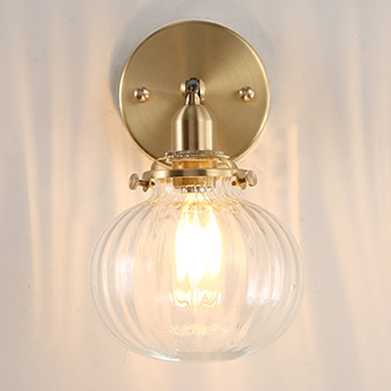 Illuminazione da parete sfera di vetro in stile industriale 1 lampada montata a parete leggera in ottone