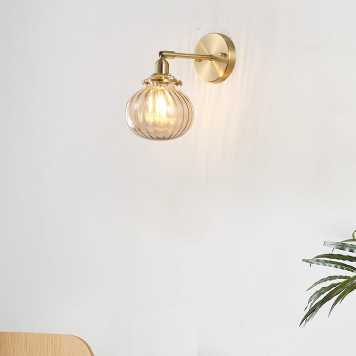 Illuminazione da parete sfera di vetro in stile industriale 1 lampada montata a parete leggera in ottone