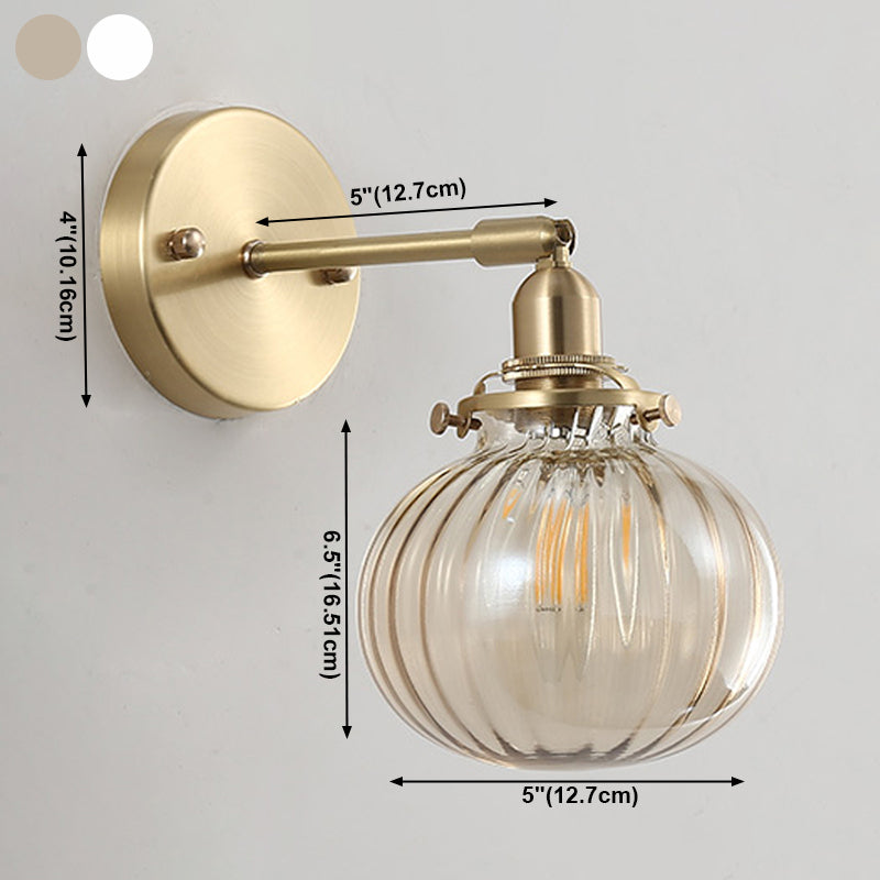 Illuminazione da parete sfera di vetro in stile industriale 1 lampada montata a parete leggera in ottone