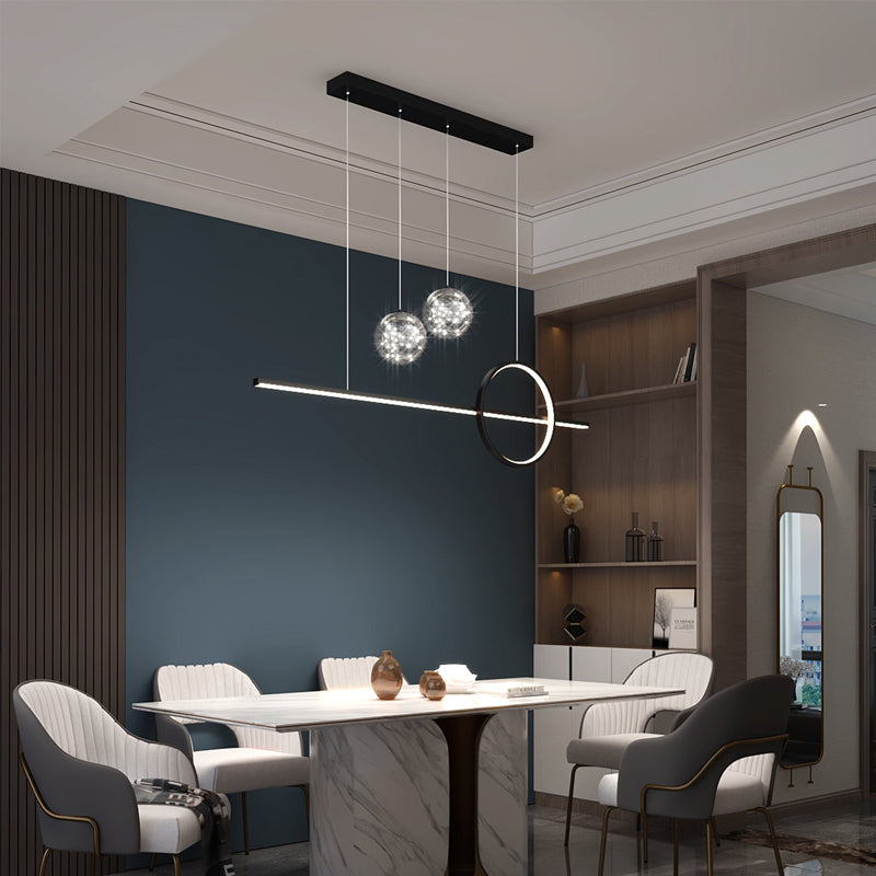 4 Lights de la isla de luz ligera Luces de la isla de vidrio contemporánea en negro