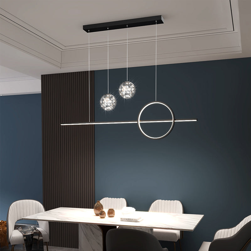 4 Light Sphere Island Light Fixtures Contemporary Glass Island Lights in Black