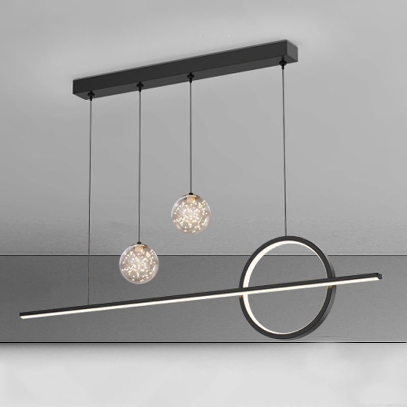 4 Lights de la isla de luz ligera Luces de la isla de vidrio contemporánea en negro