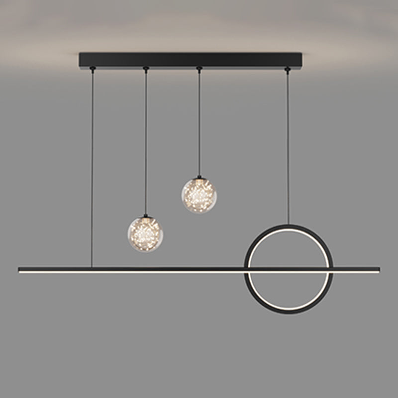 4 Lights de la isla de luz ligera Luces de la isla de vidrio contemporánea en negro