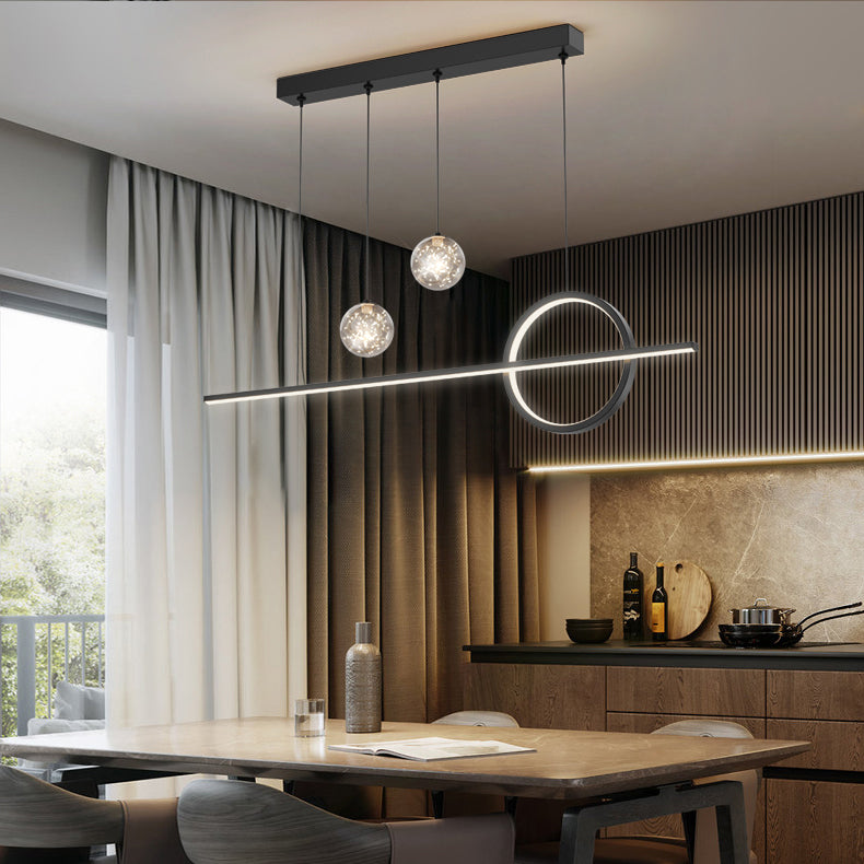 4 Lights de la isla de luz ligera Luces de la isla de vidrio contemporánea en negro