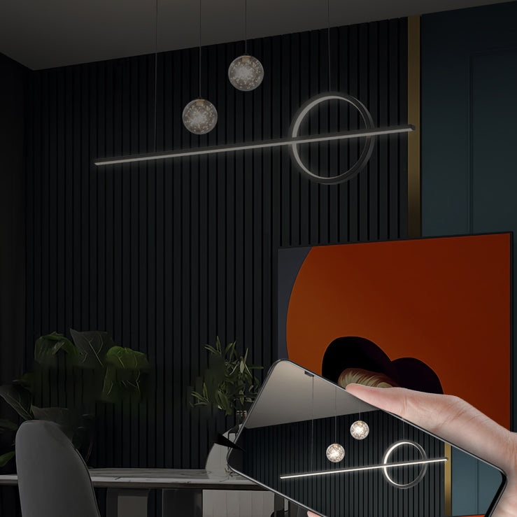 4 Lights de la isla de luz ligera Luces de la isla de vidrio contemporánea en negro