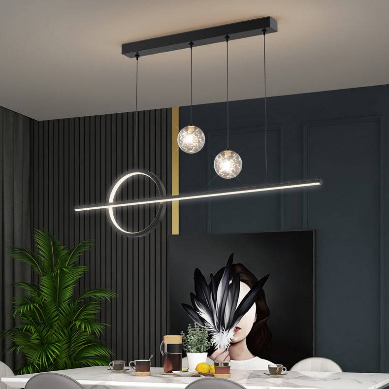 4 Lights de la isla de luz ligera Luces de la isla de vidrio contemporánea en negro