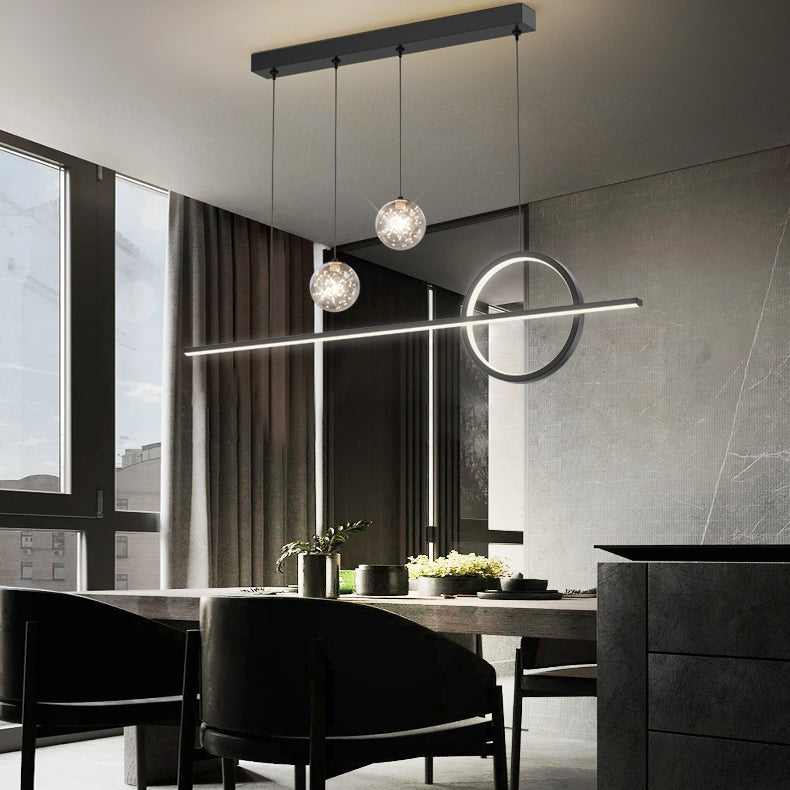 4 Lights de la isla de luz ligera Luces de la isla de vidrio contemporánea en negro