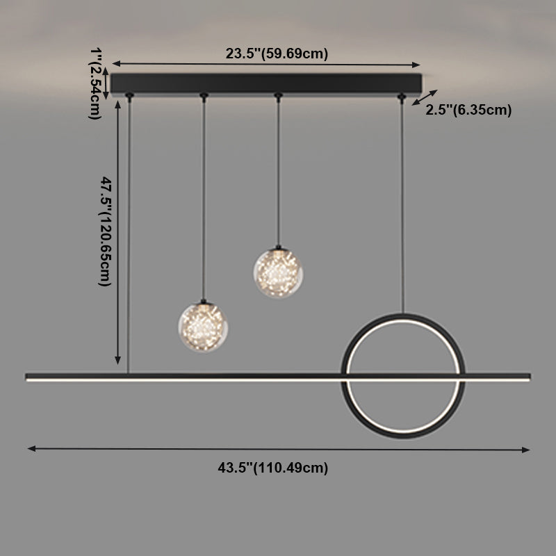 4 Lights de la isla de luz ligera Luces de la isla de vidrio contemporánea en negro