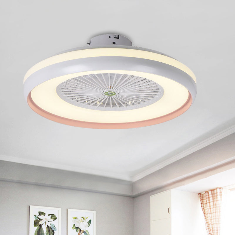 Circular dormitorio semi iluminación de flush niños acrílico rosa/acabado azul 5 lámpara de ventilador colgante de led de cuchillas, 23.5 "w