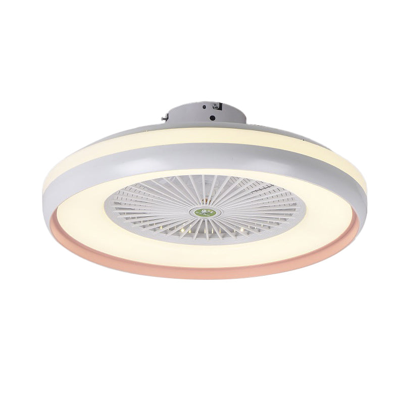 Circular dormitorio semi iluminación de flush niños acrílico rosa/acabado azul 5 lámpara de ventilador colgante de led de cuchillas, 23.5 "w