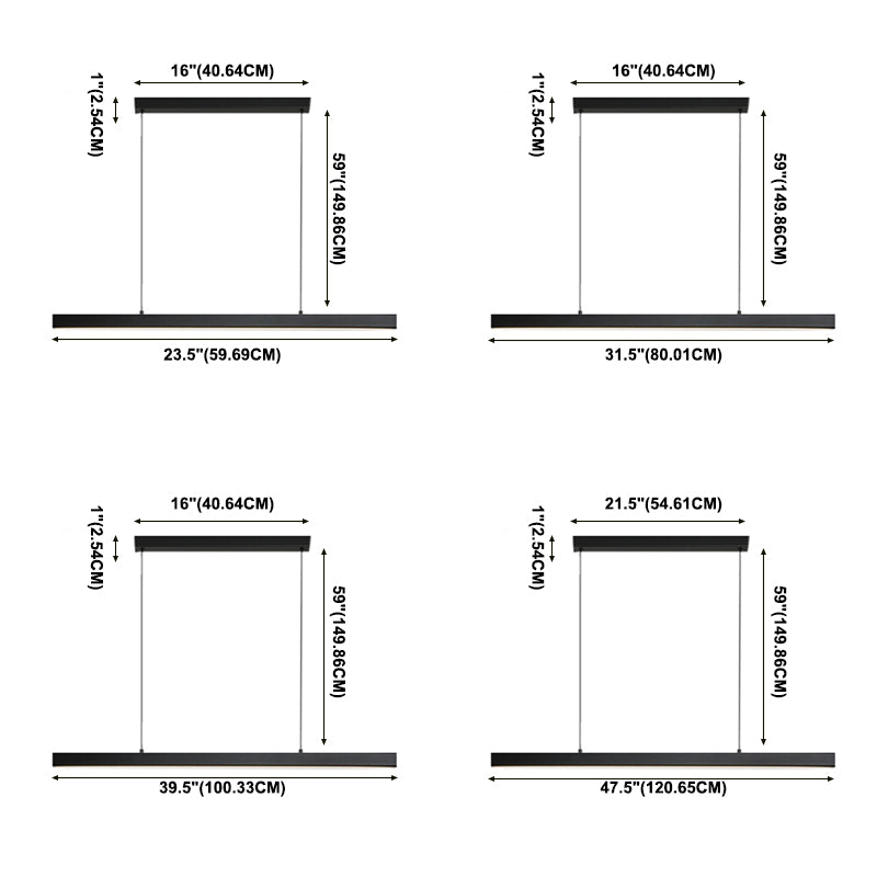 Nordic Modern Hanging Light Fixture Dining Room LED Simple Rectangle Pendant Light