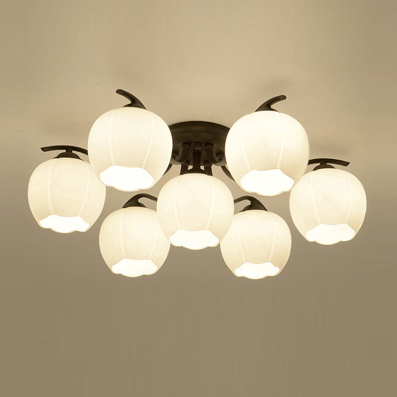 Lampada da soffitto moderna semplice a incasso con paralume di vetro per soggiorno