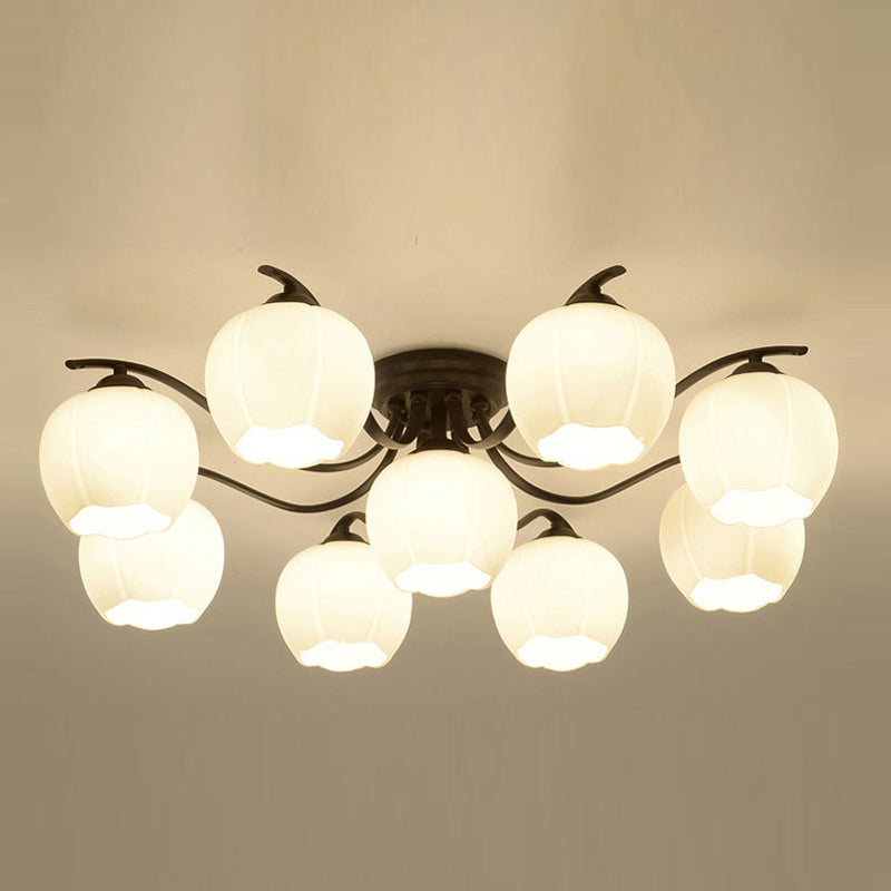 Lampada da soffitto moderna semplice a incasso con paralume di vetro per soggiorno