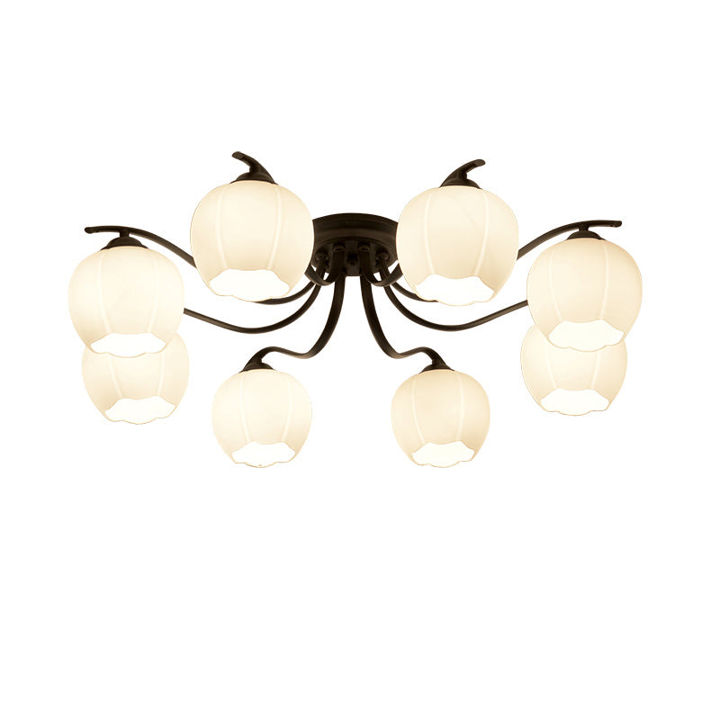 Lampada da soffitto moderna semplice a incasso con paralume di vetro per soggiorno