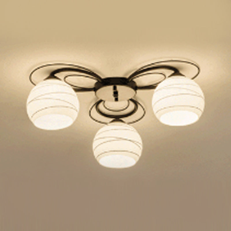 Lampada da soffitto moderna semplice a incasso con paralume di vetro per soggiorno