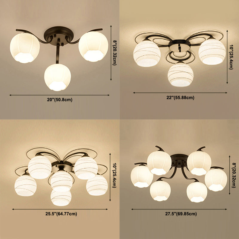 Lampada da soffitto moderna semplice a incasso con paralume di vetro per soggiorno