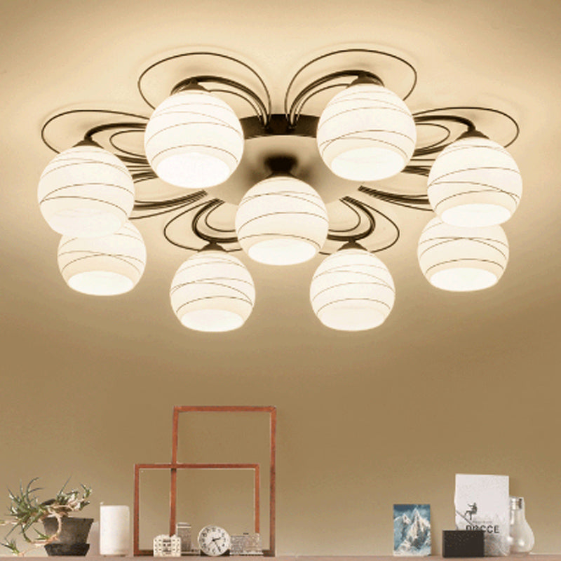 Lampada da soffitto moderna semplice a incasso con paralume di vetro per soggiorno