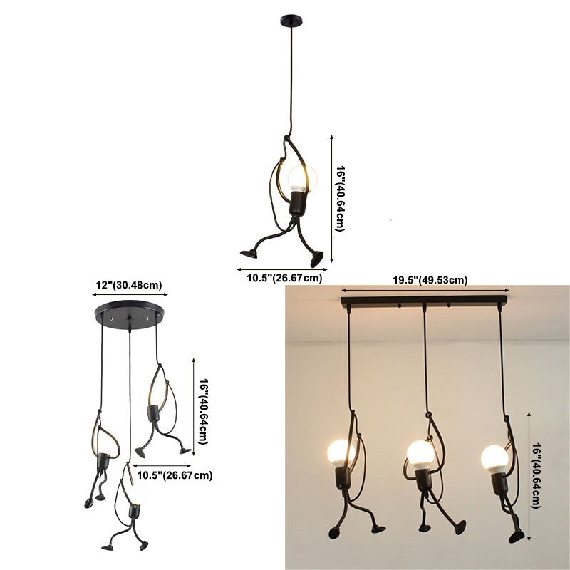 Style Industrial Style Light Swing in ferro battuto Lam lampade appeso in nero