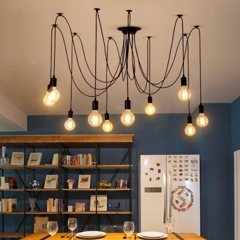 Luce a ciondolo a ciondolo a più luci in stile industriale in lampadina di bulbo per ristorante