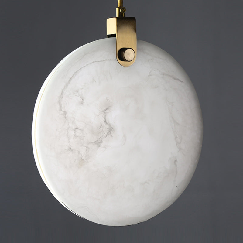 Lámpara colgante de piedra de forma colgante de 1 luz de estilo moderno en blanco