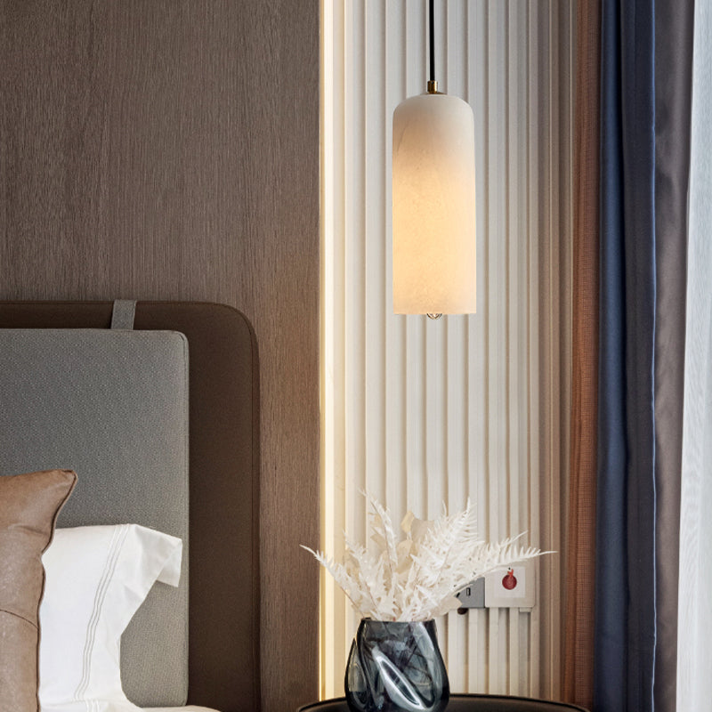 Moderner Stil Anhänger Lichtzylinderstein hängen Licht in Weiß für Bett