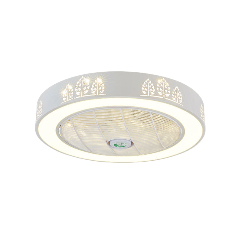 21.5 "LED LED LED Ventilismo Modernismo Sala de estar Semi Flush Mount con tambor acrílico en rosa/azul/blanco