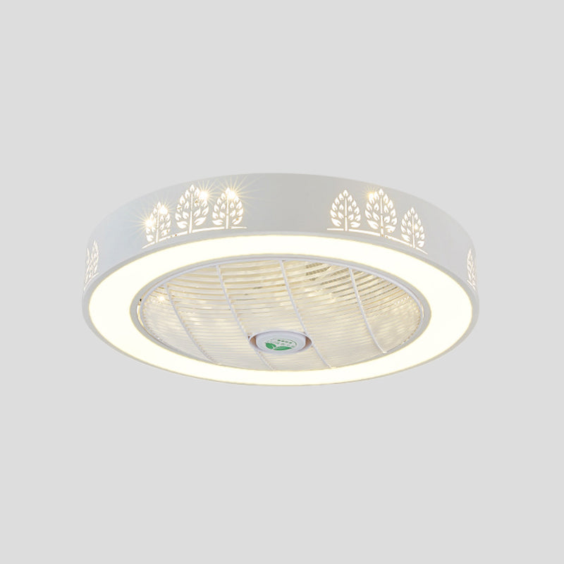 21.5 "LED LED LED Ventilismo Modernismo Sala de estar Semi Flush Mount con tambor acrílico en rosa/azul/blanco