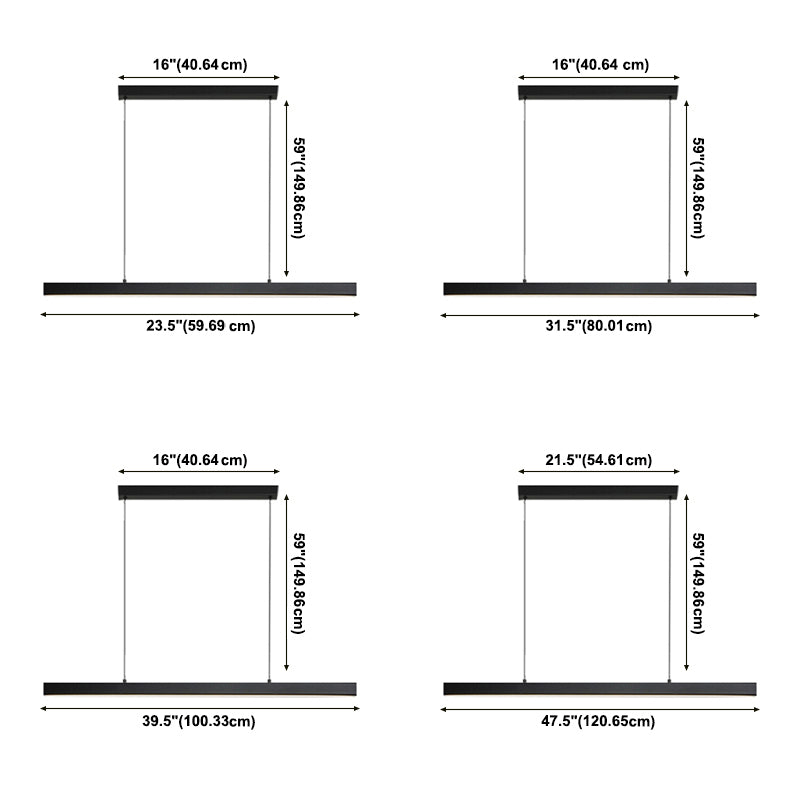 Moderne stijl eenvoudige hangende lamp led rechthoek hanglamp voor eetkamer