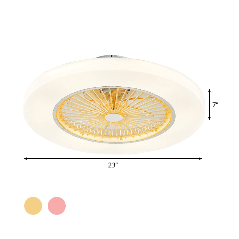Sala de estar de donas Semi Flushmount Acrílico Acrílico Amarillo/Rosa LED LED CELOCHING LINULACIÓN, 23 "de ancho