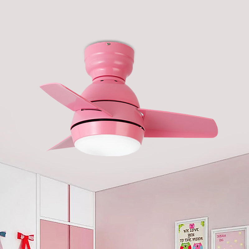 LED Round Pendant Fan Lighting Modern White/Black/Pink Finish Acrylic 3 Blades Semi Flush Mount Lamp with Wall/Remote Control, 33.5" Wide