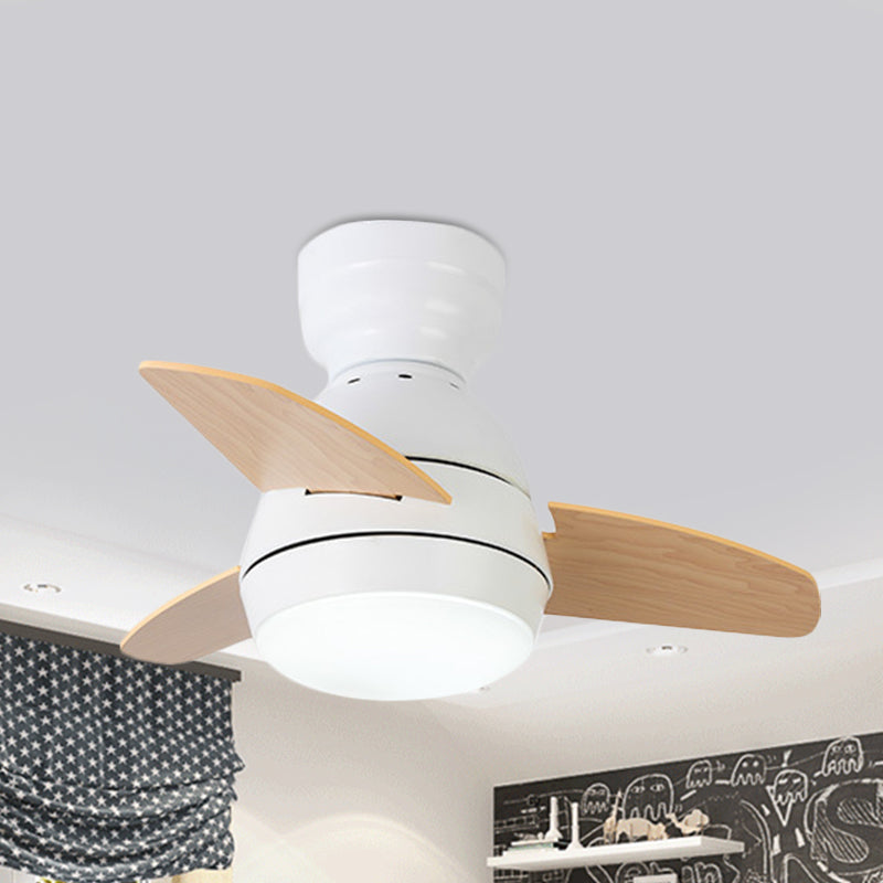 LED Round Pendant Fan Lighting Modern White/Black/Pink Finish Acrylic 3 Blades Semi Flush Mount Lamp with Wall/Remote Control, 33.5" Wide