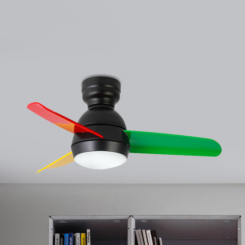 33,5 "W zeitgenössischer Kreis Hanges Lüfter Leichter Acrylwand/Fernbedienungskontrolle LED Semi Flushmount in Schwarz/Weiß/Rosa für Schlafzimmer, 3 Klingen