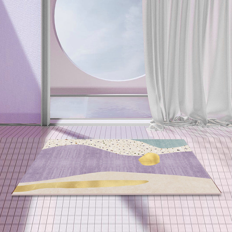 Grey Modern Carpet Plant Pattern Polyester Area Rug Stain Resistant Rug for Home Decor