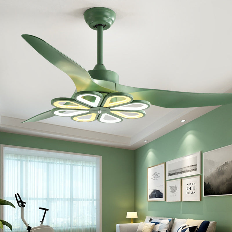 52 "W Green Floral Pendant Éclairage de ventilateur