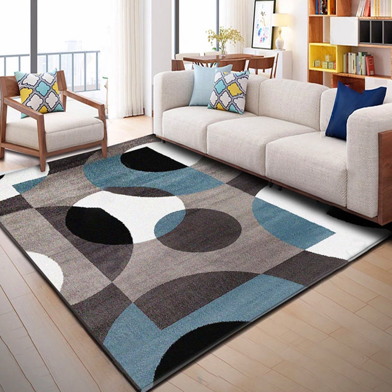 Dark Navy Modern Carpet Polyester Color Piece Area Carpet Washable Carpet for Living Room