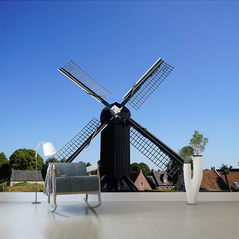 Small Town Scenery Murals Wallpaper Moisture Resistant Wall Decor for Living Room