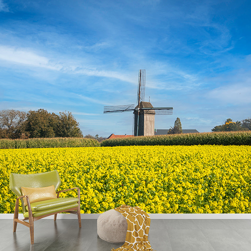 Small Town Scenery Murals Wallpaper Moisture Resistant Wall Decor for Living Room