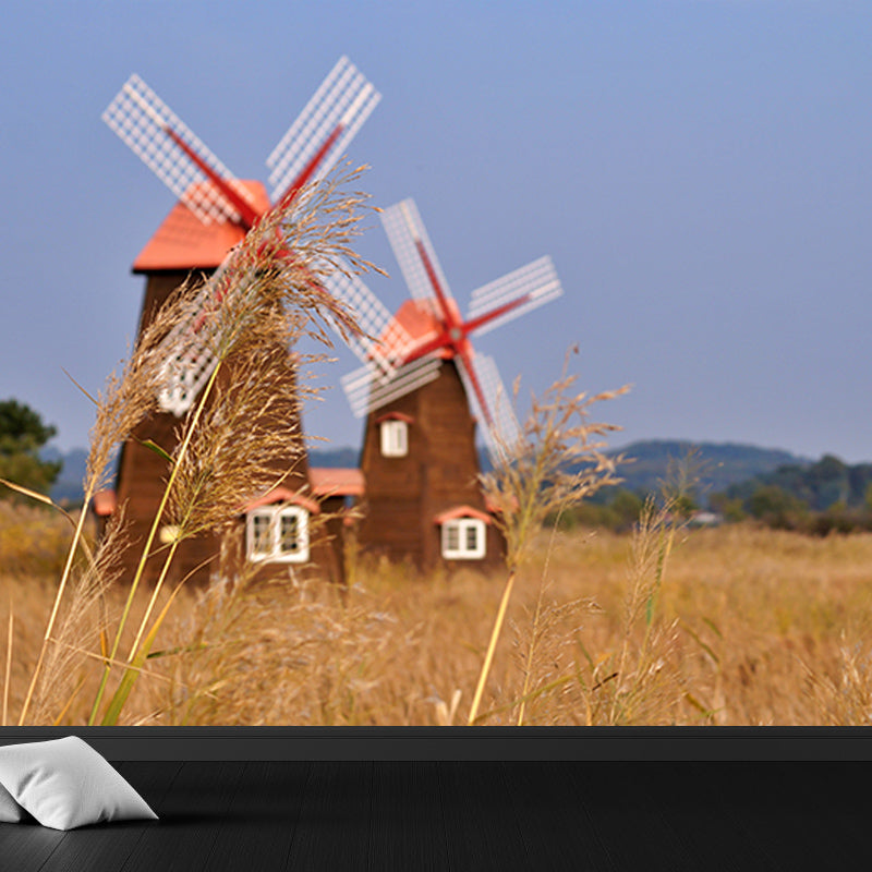 Small Town Scenery Murals Wallpaper Moisture Resistant Wall Decor for Living Room