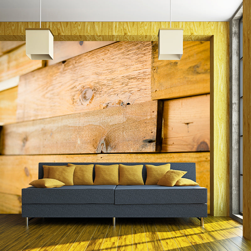 Wood Grain Industrial Style Mural Mildew Resistant for Living Room Decoration