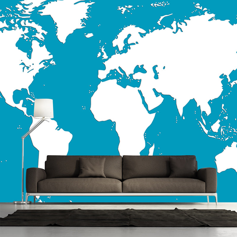 Map Illustration Wall Mural Contemporary Wall Decoration for Living Room
