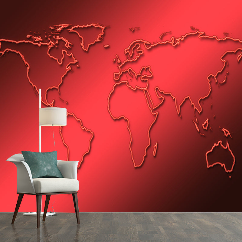 Modern Map Illustration Wall Mural Contemporary Wall Decoration for Bedroom
