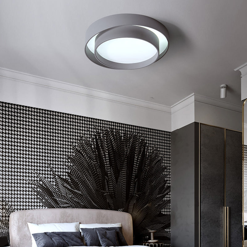 Luminaire de plafond en fer à montage encastré à LED circulaire concis et moderne avec abat-jour en acrylique