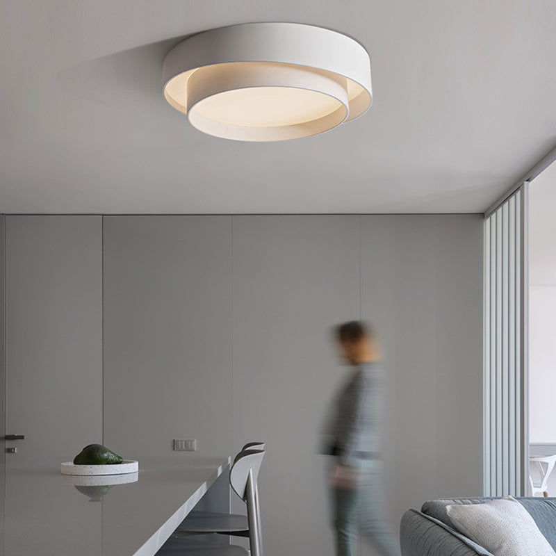 Luminaire de plafond en fer à montage encastré à LED circulaire concis et moderne avec abat-jour en acrylique