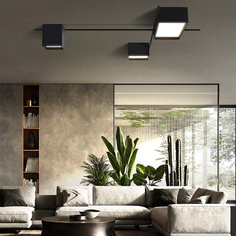 Modern Artistic LED Ceiling Light Iron Geometric Ceiling Fixture with Acrylic Shade