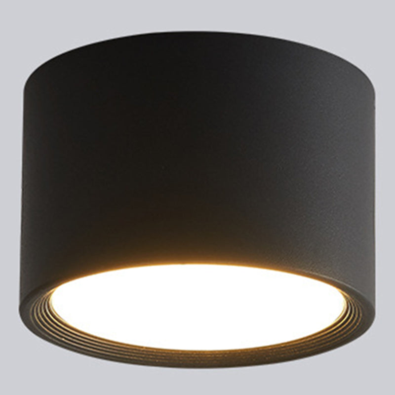 Modern Concise Corridor Flush Mount Iron Cylindrical LED Ceiling Light with Acrylic Shade