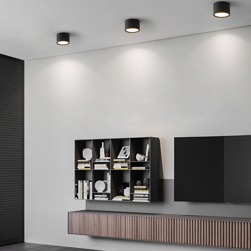 Modern Concise Corridor Flush Mount Iron Cylindrical LED Ceiling Light with Acrylic Shade