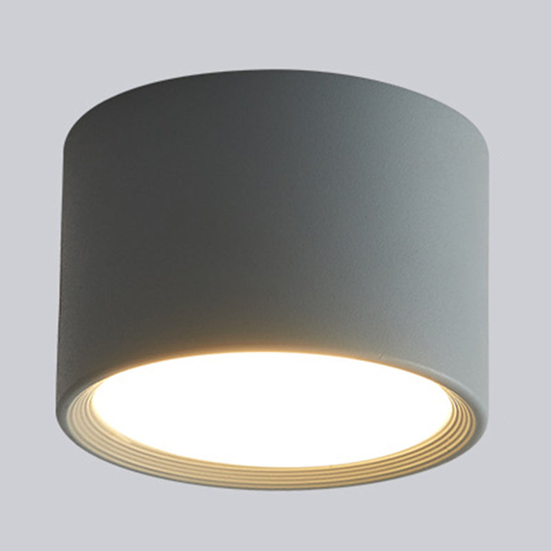 Modern Concise Corridor Flush Mount Iron Cylindrical LED Ceiling Light with Acrylic Shade
