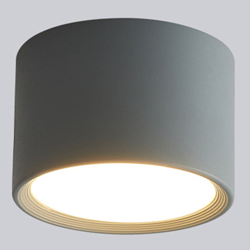 Modern Concise Corridor Flush Mount Iron Cylindrical LED Ceiling Light with Acrylic Shade