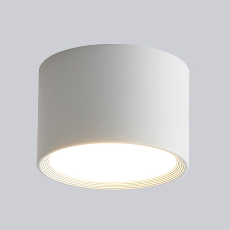 Modern Concise Corridor Flush Mount Iron Cylindrical LED Ceiling Light with Acrylic Shade